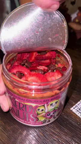 One spoonful of this and you’ll get the hype 🤤 @Nerdy Nuts Shop #NerdyNuts #dubaichocolate #strawberry #sweettreats #snacks 