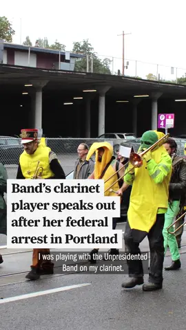 Oriana Korol, a clarinetist with the Unpresidented Brass Band, was arrested after a man and federal agents barreled into band members who were standing across the street from the ICE office and playing the theme from “Ghostbusters.” Korol appeared Wednesday afternoon in federal court in Portland after spending three nights in the Clark County Jail. The courtroom was filled with her supporters. Click the link in our bio to read more
