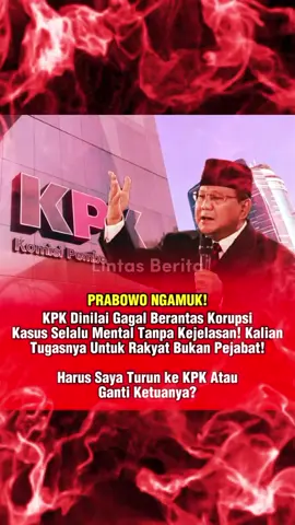 PRABOWO NGAMUK! Presiden Prabowo Subianto dikabarkan murka setelah menerima laporan bahwa sejumlah kasus korupsi besar kembali mandek di tangan Komisi Pemberantasan Korupsi (KPK). Dengan nada tegas, Prabowo menilai KPK gagal menjalankan tugasnya sebagai lembaga pemberantas korupsi yang seharusnya bekerja untuk kepentingan rakyat, bukan untuk melindungi pejabat. Dalam rapat terbatas di Istana, Prabowo disebut mempertanyakan mengapa banyak kasus korupsi yang selalu mental tanpa kejelasan, seolah-olah ada kekuatan besar yang melindungi para pelaku. Ia bahkan menegaskan, bila KPK tidak mampu memperlihatkan hasil nyata, dirinya tak segan untuk turun langsung atau bahkan mengganti pimpinan KPK agar lembaga tersebut kembali pada jalur yang benar. Pernyataan keras Presiden ini sontak menjadi sorotan publik. Banyak yang mendukung langkah tegas Prabowo sebagai bentuk keseriusan pemerintah dalam memerangi korupsi yang selama ini dianggap hanya menjadi tontonan tanpa hasil. Kini, rakyat menanti, apakah KPK akan berbenah atau Presiden benar-benar akan mengambil langkah besar berikutnya. #semuaorang 
