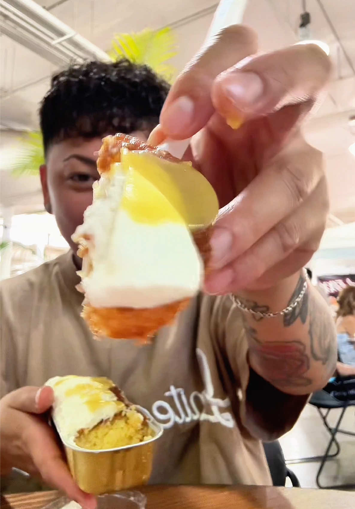 My girl should be the one to start reviewing the desserts💛 #sweettooth #desserts #fyp #supportlocal #hawaii @Islandcravesllc & @confections_by_pakalana 😋 