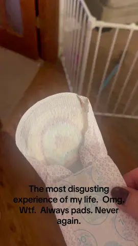 After probably 26 years of using @always, I found this in my pad this evening.  At first glance, I just thought it was a dyed piece of the pad.  Nope.  A live maggot, sewn in the pad, that I JUST opened, from a package of pads I bought maybe 2-3 weeks ago.  WTF.  Ladies, check your shit before you put it in your undies.  I don’t even want to think about what could have happened if I didn’t see it. #alwayspad #maggot #ewwww 