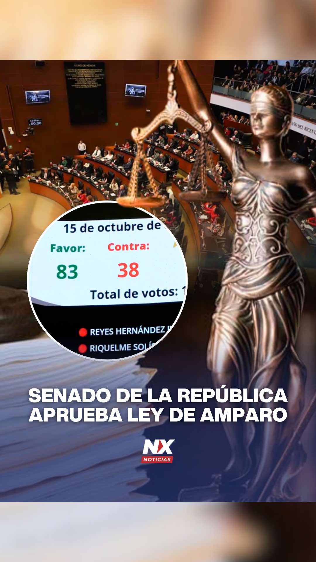 Senado de la República aprueba Ley de Amparo El Senado de la República aprobó la Ley de Amparo con 83 votos y 38 en contra, por lo que el dictamen se turnó a la presidenta Claudia Sheinbaum, para su promulgación. Con la aprobación se busca modernizar el juicio de amparo y fortalecer la justicia. El dictamen desglosa que algunos de los objetivos de esta iniciativa es evitar la duplicidad de juicios, proteger los derechos humanos, promover la digitalización judicial y reducir la burocracia. Durante la discusión en el Pleno, el senador de Morena, Manuel Huerta Ladrón de Guevara, comentó que el dictamen se perfeccionó gracias a que se tomaron en cuenta las voces de expertos y sociedad civil. #leydeamparo #senado #justicia #mexico #nxnoticias