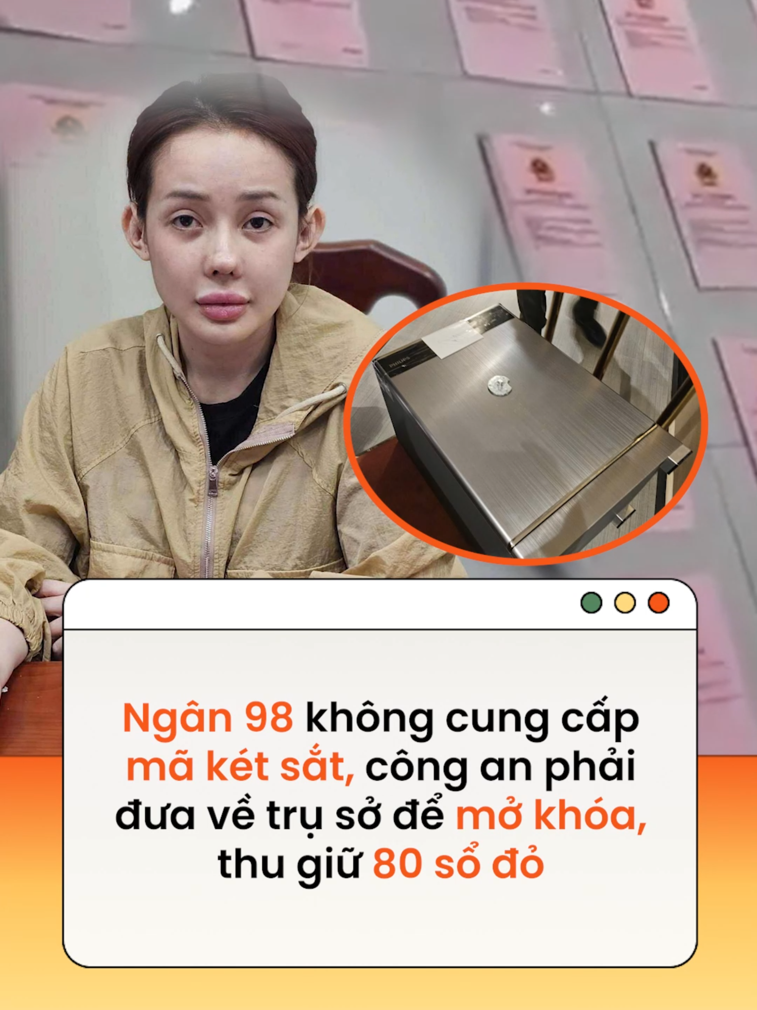 Quá trình khám xét nhà Ngân 98, công an tìm thấy bên trong căn hộ có một chiếc két sắt, tuy nhiên, Ngân và người nhà của Ngân không cung cấp được mã số mở két #news #amm #ngan98  Theo Đời sống pháp luật