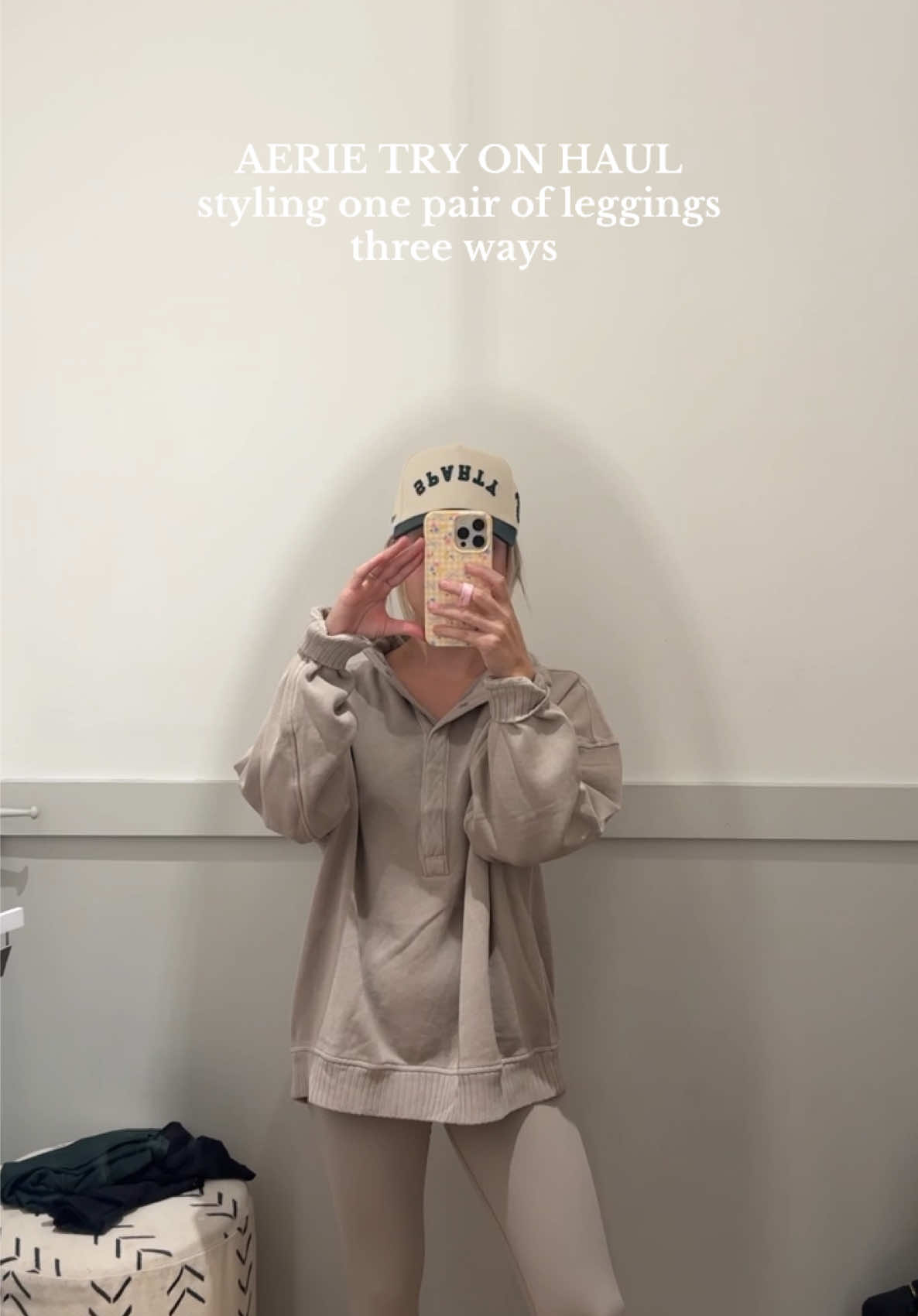 @aerie never disappoints, this color and these ribbed leggings are everything for fall 🤎 #shopwithme #fashionhaul #aeriehaul #shopaholic #aerie try on, dressing room 