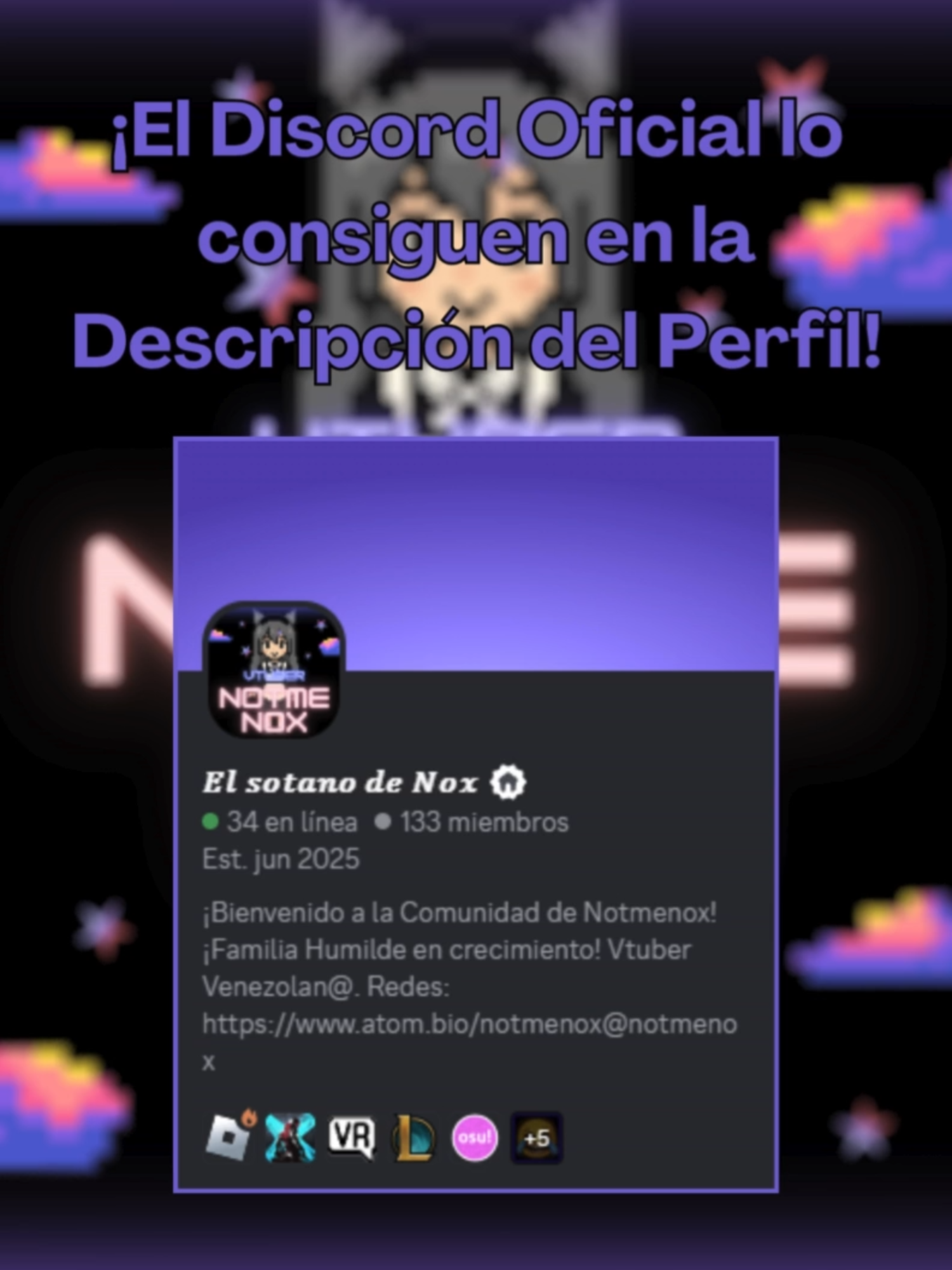 ¡Estoy de vuelta a los Live! Falta un poco de organización pero ahí andamos. :3 #vtuber #discord #discordserver #notmenox