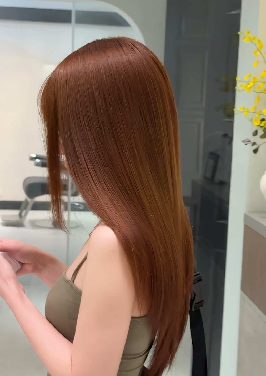 Nhuộm đẹp-tóc vấn mềm mượt. #vhairstudio #viral #brownhair 