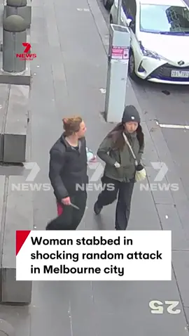 7NEWS has exclusive pictures of the moment an innocent woman was stabbed by a stranger while walking to work in the city. The victim suffered a punctured lung and spent three days in hospital. The accused offender has been arrested. #crime #CCTV #melbourne #melbournecity