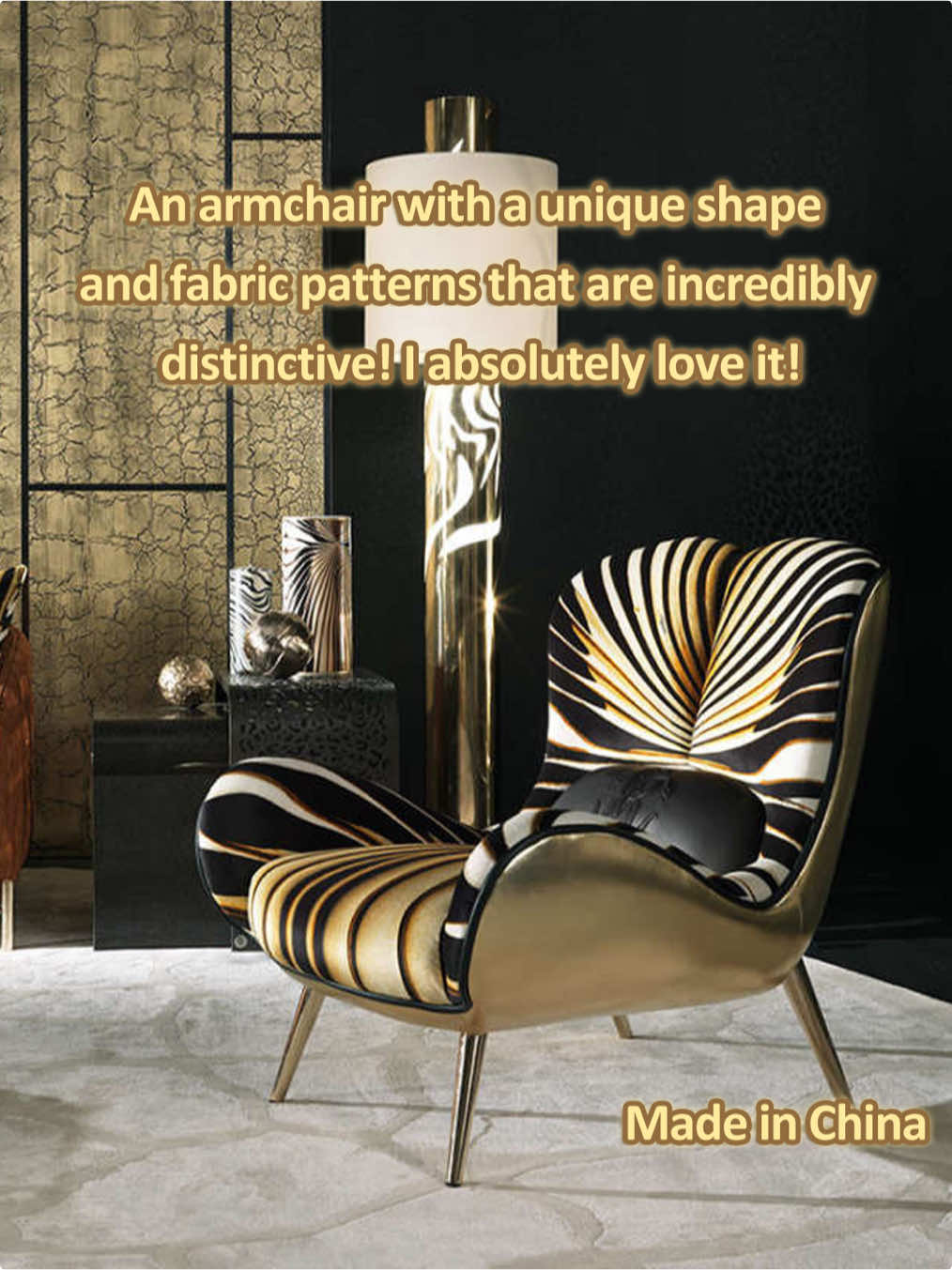 This armchair has a very special design and the fabric pattern is extremely distinctive. I just love it so much. #armchair #villafurniture #livingroom #furniturefactory #newhouse 