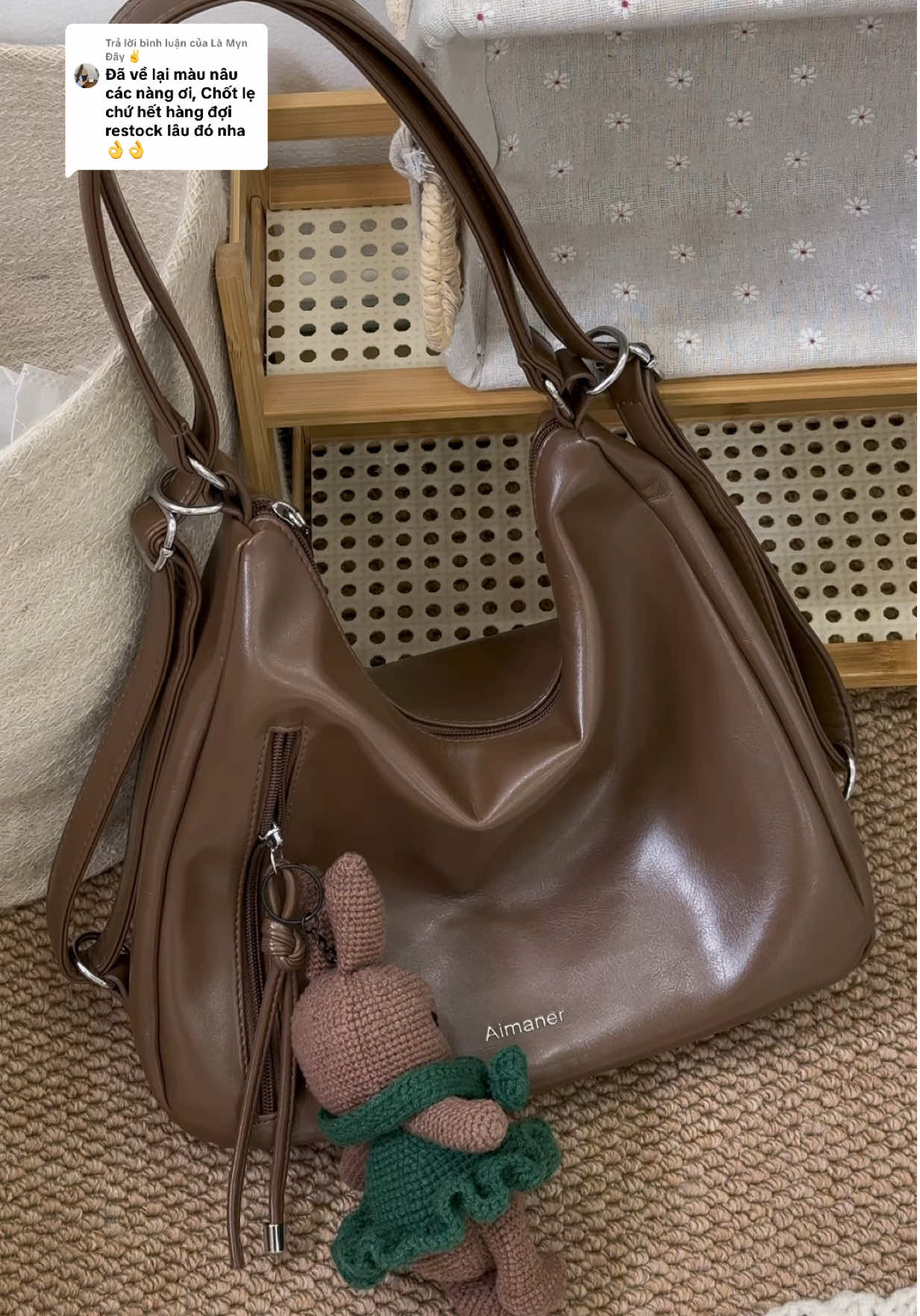 Trả lời @Là Myn Đây ✌️ bữa bà nào chốt hụt màu nâu thì nay về lại hàng rồi nha, nhưng số lượng cũng không nhiều đâu nè ❤️❤️ ##review##bag##tuixach##tuideocheo##tuixachnu @@Là Myn Đây ✌️
