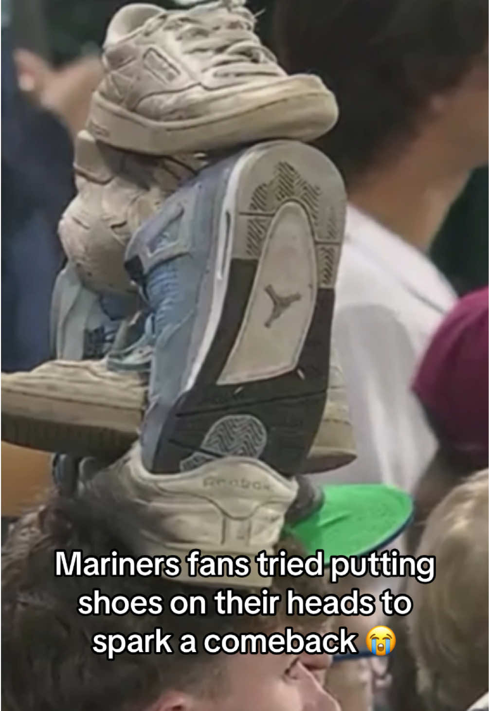 One of them really made a rally shoe tower 🤣 (via @MLB, @MLBonFOX) #MLB #baseball #seattlemariners #funny #mlbtiktok 