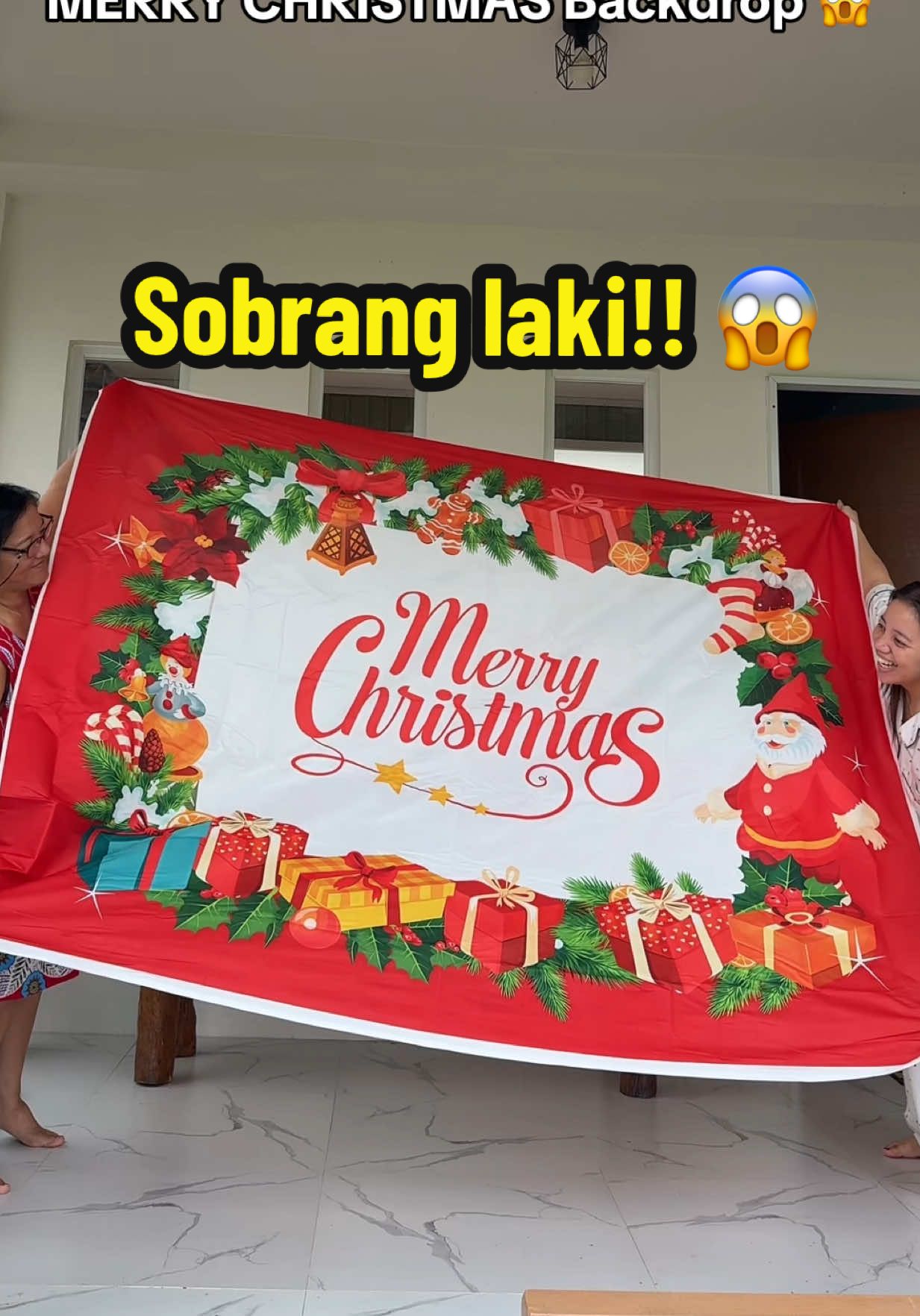 Yearly na namin magagamit to kasi nalalahan naman pala sya sobrang ganda ng tela 💕 #christmasbackground #merrychristmasbackdrop #merrychristmasbackground 