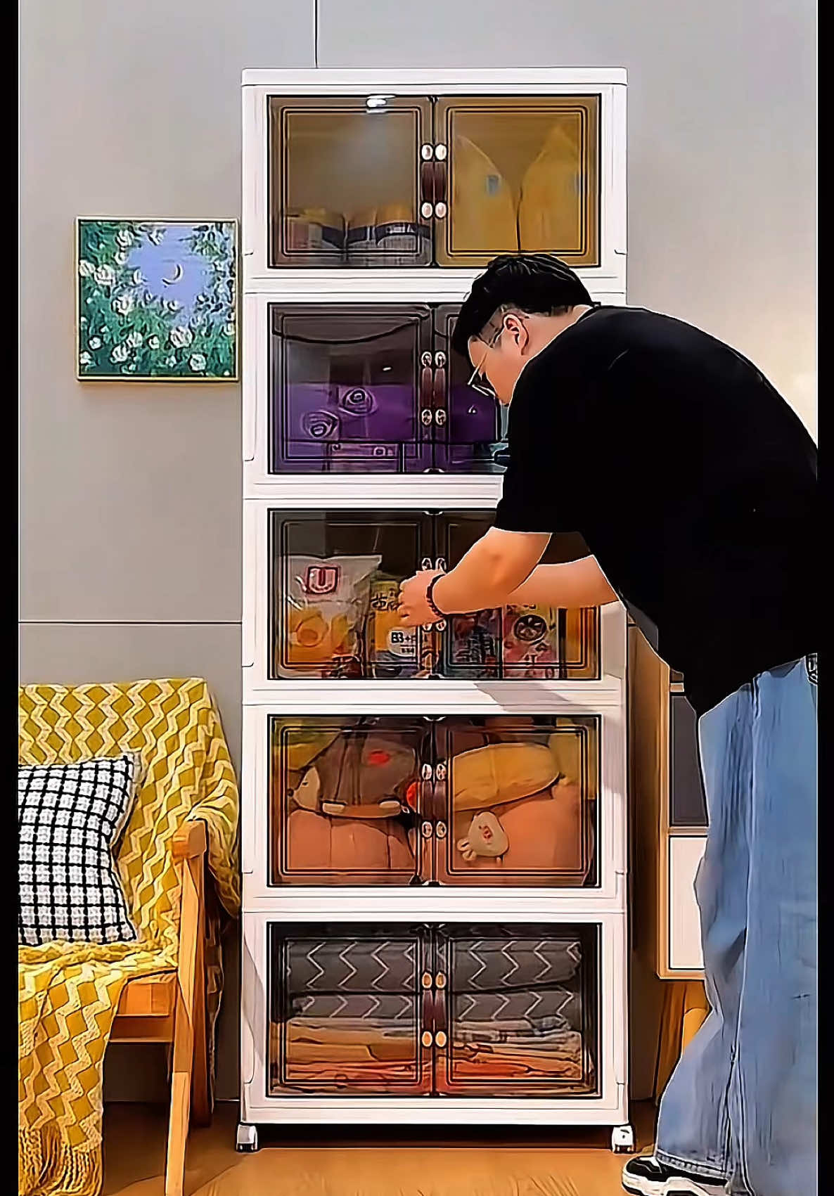 Bilik nampak kemas + minimalis bila guna cabinet ni 🩶 mudah pasang, boleh lipat bila tak guna, confirm jimat ruang! #foldablecabinet #cabinet #clothescabinet #kitchencabinet 