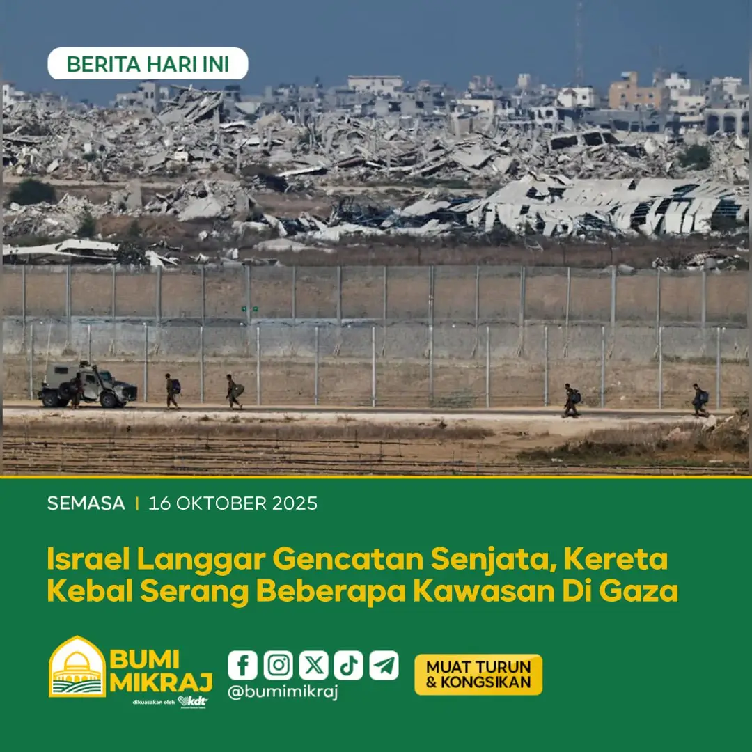 Dalam pelanggaran jelas terhadap pengumuman gencatan senjata, tentera Isr4el meneruskan serangan ke atas Semenanjung G4za pada Rabu, lapor Agensi Berita Palestin WAFA. Kereta kebal tentera pendudukan melepaskan tembakan meriam ke arah orang awam di bandar Bani Suhaila serta kawasan kejiranan Sheikh Nasser, di timur Khan Yunis dan Kota G4za. Baca selanjutnya di bumimikraj.com #beritabumimikraj 