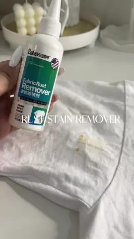 Ito lang pala makaka tanggal ng rust sa pro club white shirt ng asawa ko. 😩🤩 #proclub #whiteshirt #fabricrustremover #rustremover 
