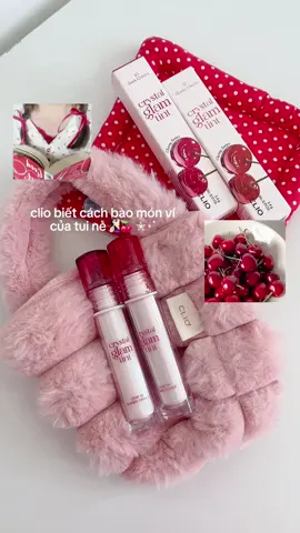 Clio tint cùng cherry quá đỗi kute 🍒🤍#kbeauty #clio #crystalglamtint #liptint #makeup 