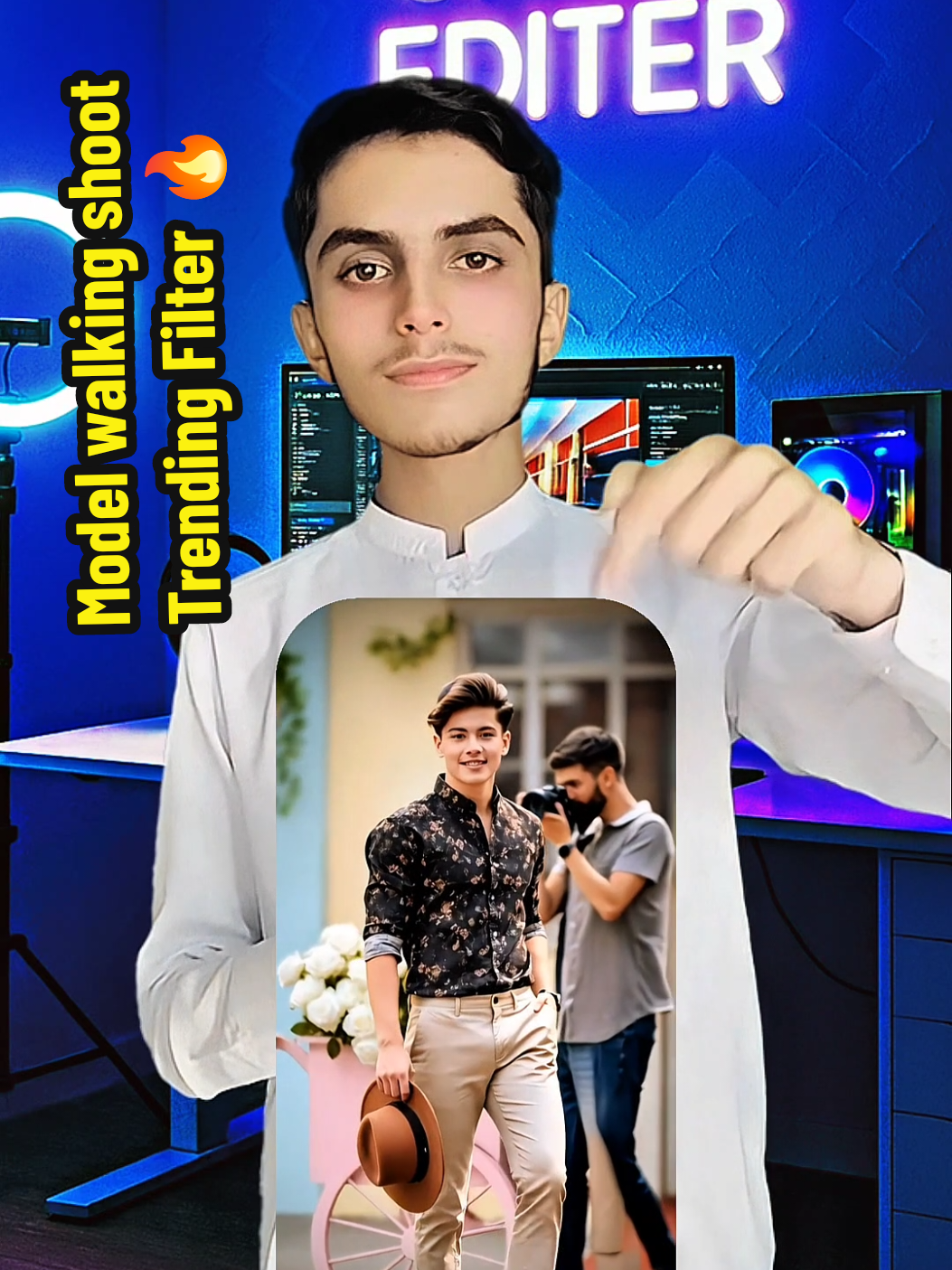 Model walking shoot Full Trending Filter 🔥  #editing #trendingfilter #aifilter #trending #newtrend 