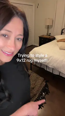 Trying to style a 9x12 jute rug by myself. I love the warm tones this rug brought to the bedroom. #rug #tiktokshop #rugs #decor #fyp 