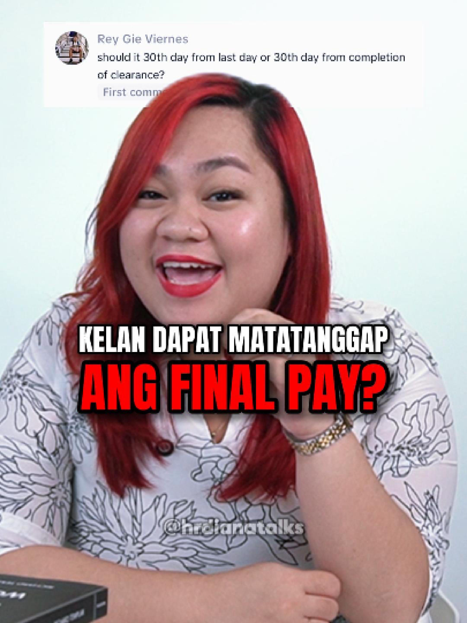 Kelan dapat matanggap ang final pay? #salary #hrdianatalks #pambansanghr #hr #humanresources #HRtips #hrproblems #employee #employer #workculture #companyculture #company #fyp #highlightsシ゚
