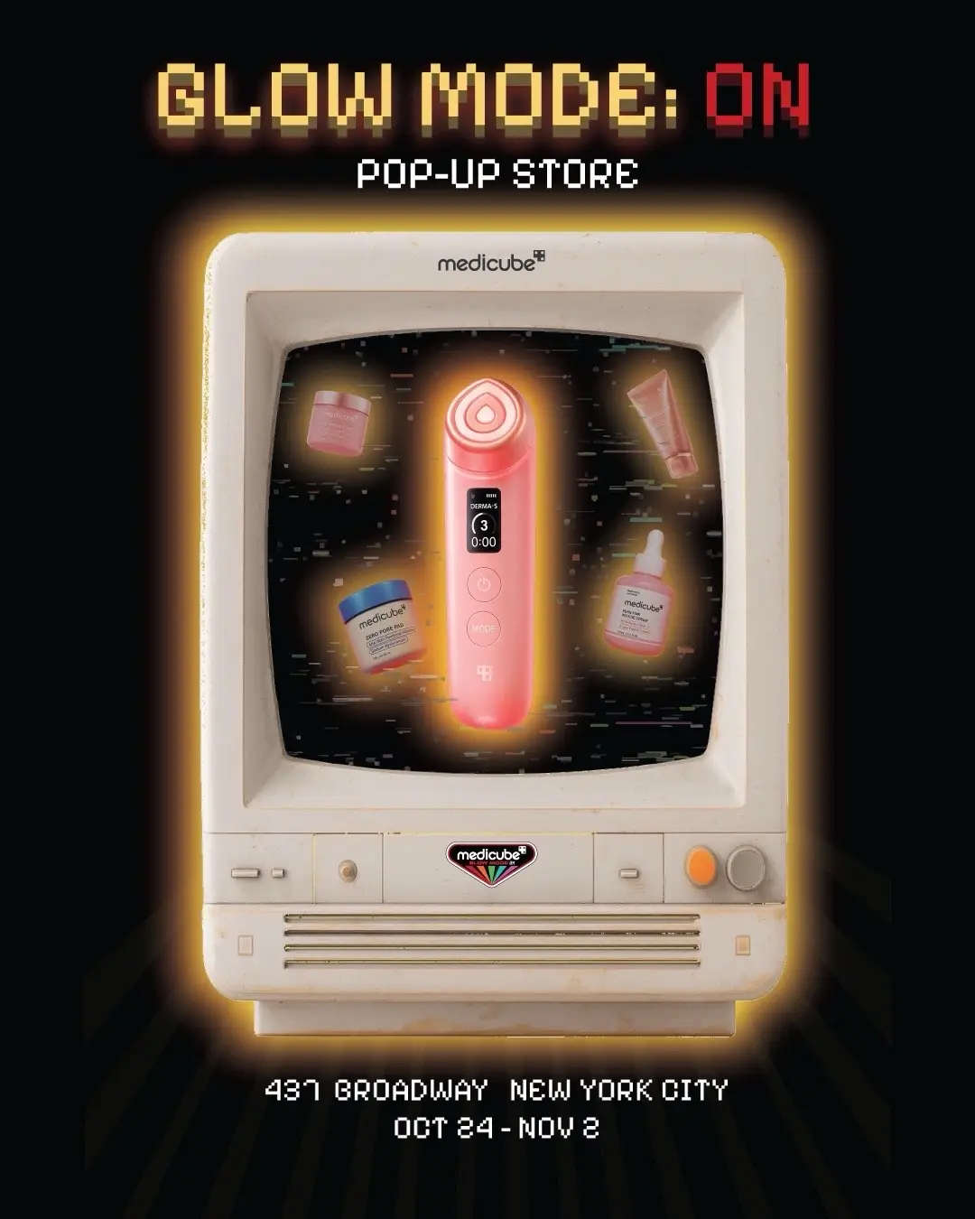 Welcome to medicube‘s “Glow Mode: ON” Pop-Up, where skincare breaks out of the lab and into a retro arcade! 🕹️ 📅 Date: Friday, October 24 – Sunday, November 2, 2025 🕒 Time: 11:00 A.M. – 7:00 P.M. (Daily) 📍 Location: 437 Broadway, New York, NY 10013 Insert coin. Hit start. Each Booster Pro mode plays like a game, unlocking the hidden science behind your glow. Every challenge brings you one level closer to your best skin yet. Glow Mode: ON. Game on. 📢 RSVP now to save your spot! (Link in bio📌) #medicube #GLOWMODEON #popup #popupstore #newyork   