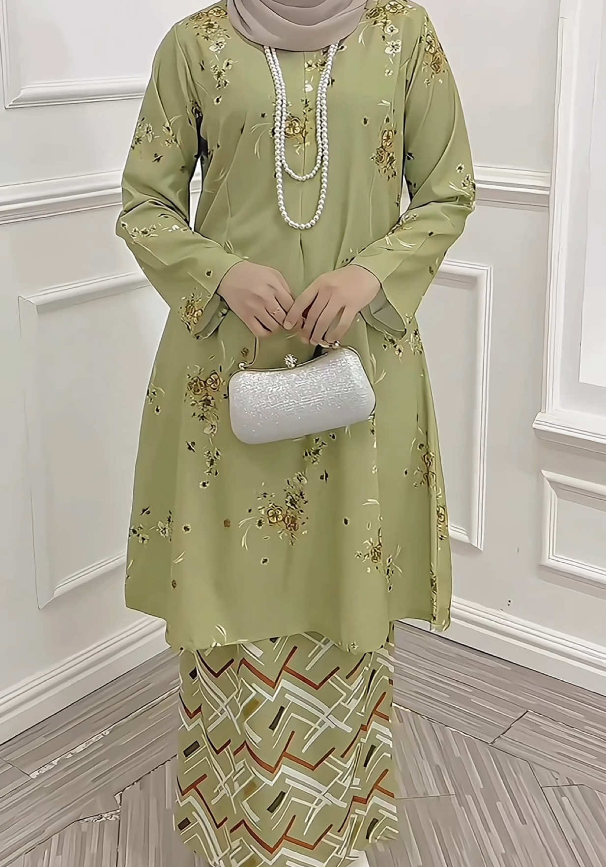 Cantiknya baju kurung riau modern jacquard silk kod sage green ni 😍 #kurungriau #kurungcantik #kurungviral #bajuraya2026 #fyp  