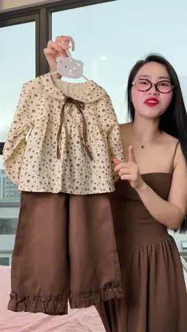 Bộ dài tay vintage cho bé gái