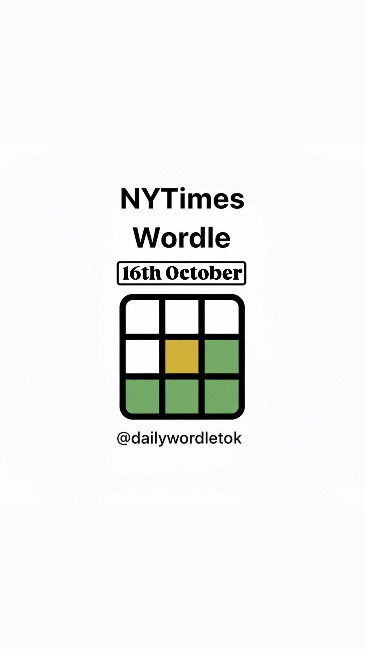 16th October, 2025 NY Times Wordle #wordle #wordletok #dailywordle #nytimes #words 