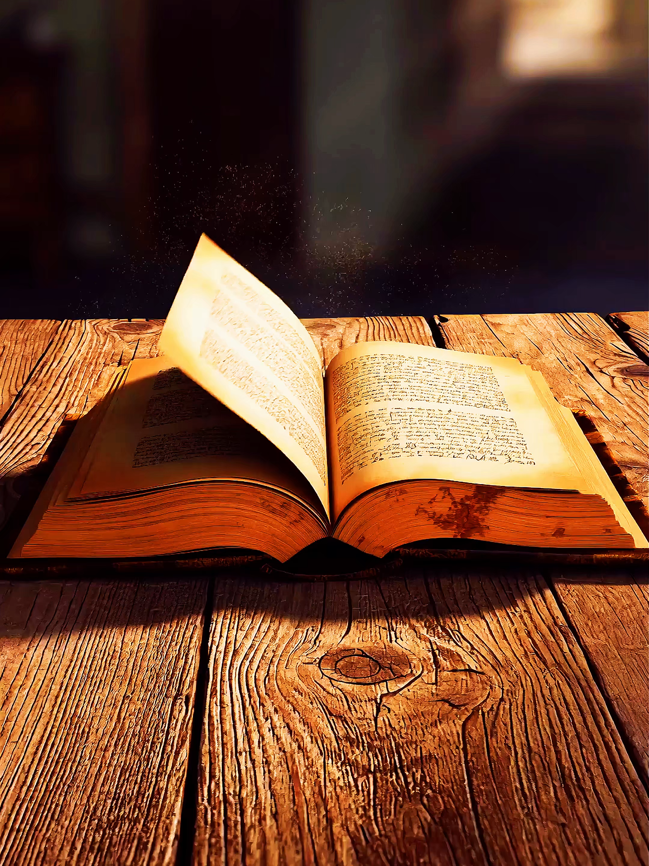 An old hardcover book lies open on a wooden table. #4klivewallpaper #livewallpaper #livewallpaper4k #livewallpapers #book