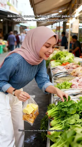Bikin foto suasana belanja di pasar pakai AI! #BelanjaDiPasar #FotoAI #capcutforus #capcut #capcutpioneer 