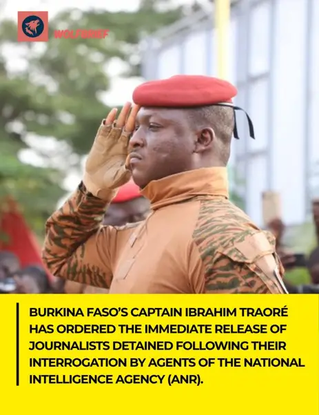 🇧🇫 Burkina Faso’s leader, Captain Ibrahim Traoré, has directed the immediate release of journalists who were detained after being questioned by agents from the National Intelligence Agency (ANR). #BurkinaFaso #IbrahimTraore #PressFreedom #Journalists #AfricaNews  