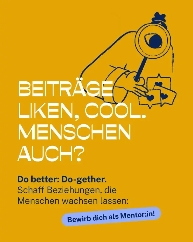 Bei Sindbad geht’s um echte Verbindungen: Als Mentor:in begleitest du Jugendliche in 1:1 Beziehungen auf ihrem Weg. Lass sie teilhaben an deinen Erfahrungen und Erkenntnissen, um so Orientierung zu geben und gemeinsam zu wachsen. Du bist Sparringpartner:in, Zuhörer:in, Mutmacher:in. Kurz: genau die Person, die du vielleicht damals selbst gebraucht hättest. Mach mit und inspiriere Jugendliche am Scheideweg! 