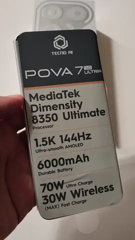 Tecno Pova 7 ultra 5G  جديد جديد جديد فقط مفعل  المواصفات  الشاشة: 6.67 بوصة - 144 هرتز AMOLED الذاكرة: 256 جيجابايت  الرام 12 جيجابايت  الكاميرا: 108 + 8 ميجابكسل  المعالج: Mediatek Dimensity 8350 Ultimate البطارية والشحن السريع: 6000 مللي أمبير - 70 واط التوصيل متوفر لجميع المحافظات 💨🚛 واسط/ كوت  للطلب فقط مراسلة الانستكرام 