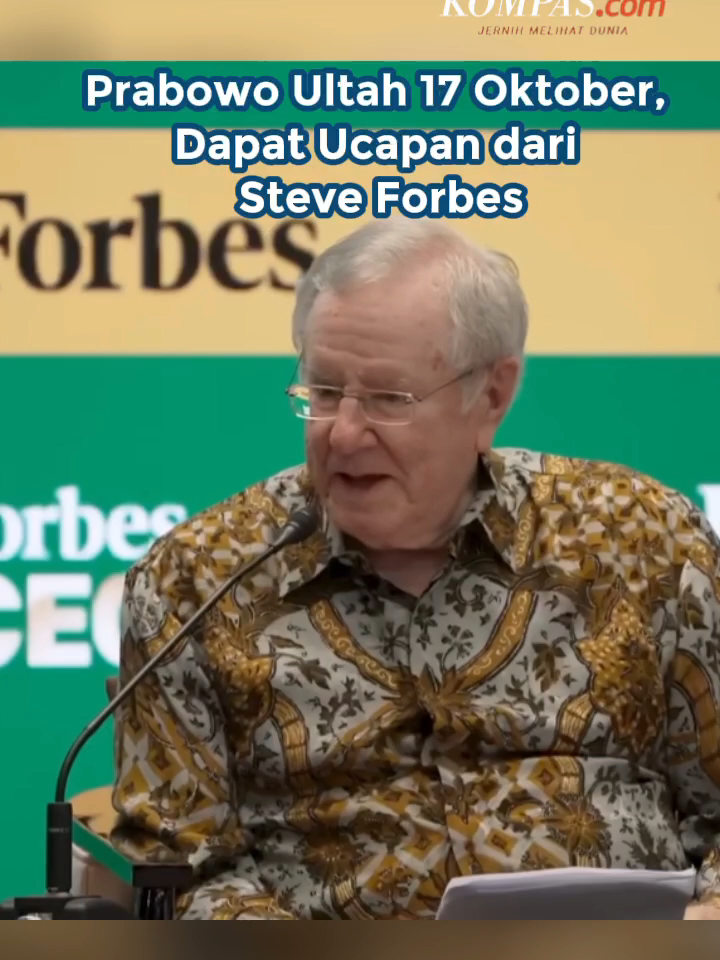 Presiden Prabowo Subianto mendapat ucapan ulang tahun lebih awal dari Chairman and Editor in Chief Forbes Malcolm Stevenson Jr. (Steve Forbes), saat melakukan sesi dialog dalam acara Forbes Global CEO Conference di Hotel St. Regis, Jakarta, Rabu (15/10/2025) malam. Steve lantas menanyakan latar belakang pendidikan Prabowo yang disebutnya mengagumkan. Pasalnya, Prabowo menempuh pendidikan di banyak sekolah di berbagai negara, antara lain Inggris, Swiss, dan Amerika Serikat. Sebagai informasi, Presiden Prabowo lahir pada 17 Oktober 1951. Penulis: Dian Erika Nugraheny, Erlangga Djumena  Kreatif: Safira Nurulita Produser: Reza Kurnia Darmawan ` #Prabowo #Jakarta #Sosok ##cut