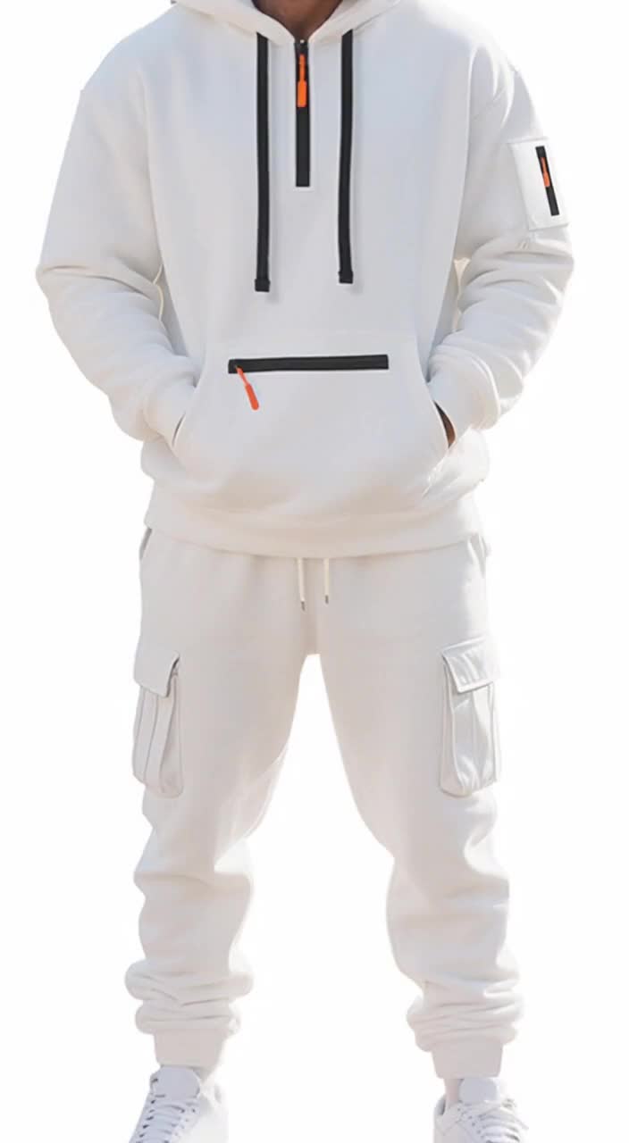 Conjunto de ropa de invierno para hombre con forro de vellón grueso, holgado, informal y de moda urbana, ropa de otoño e invierno para hombre, ropa cálida para uso diario 