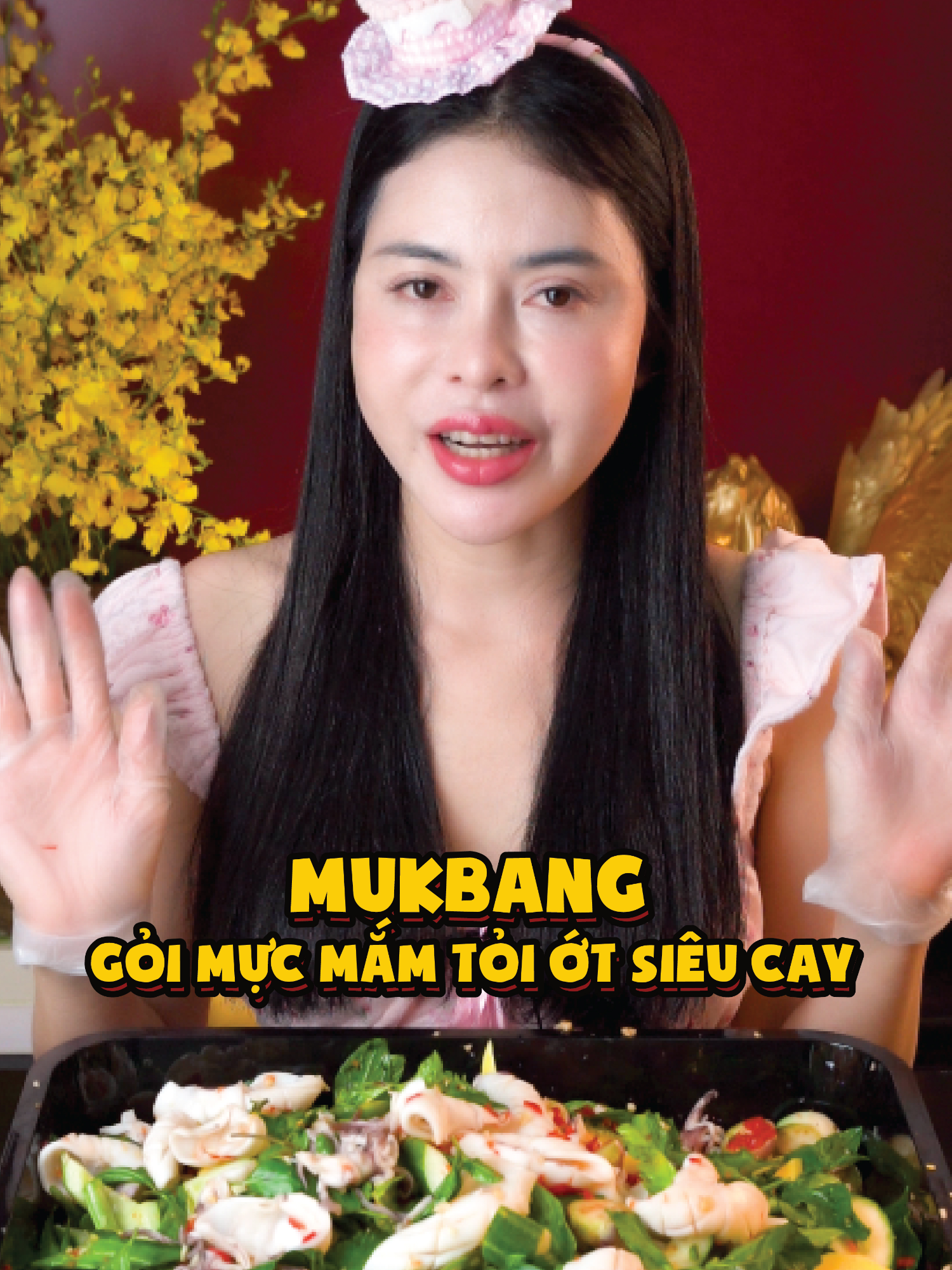 Hôm nay ViVi có gỏi mực mắm tỏi ớt siêu cay #mukbang #vivithichan #ancungtiktok