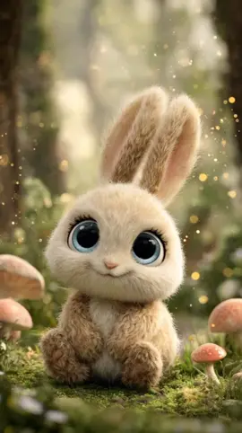 A fluffy baby bunny finds a heart-shaped carrot and holds it toward the camera with a sweet smile and sparkling blue eyes. 🥕💖🐰✨ #cute #cuteanimals #fluffyfriends #bunny #magical