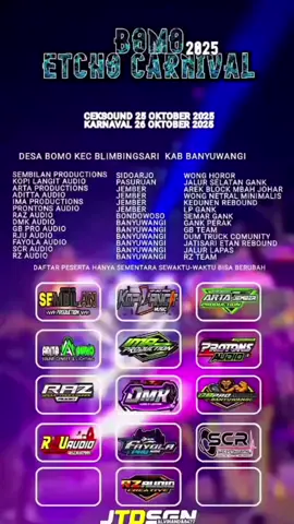 Berikut Daftar sound System Karnival Desa BOMO, Kec Blimbingsari - Banyuwangi Tgl 25 ceksound - 26 Oktober 2025 Karnival #karnival #blimbingsari #banyuwangi