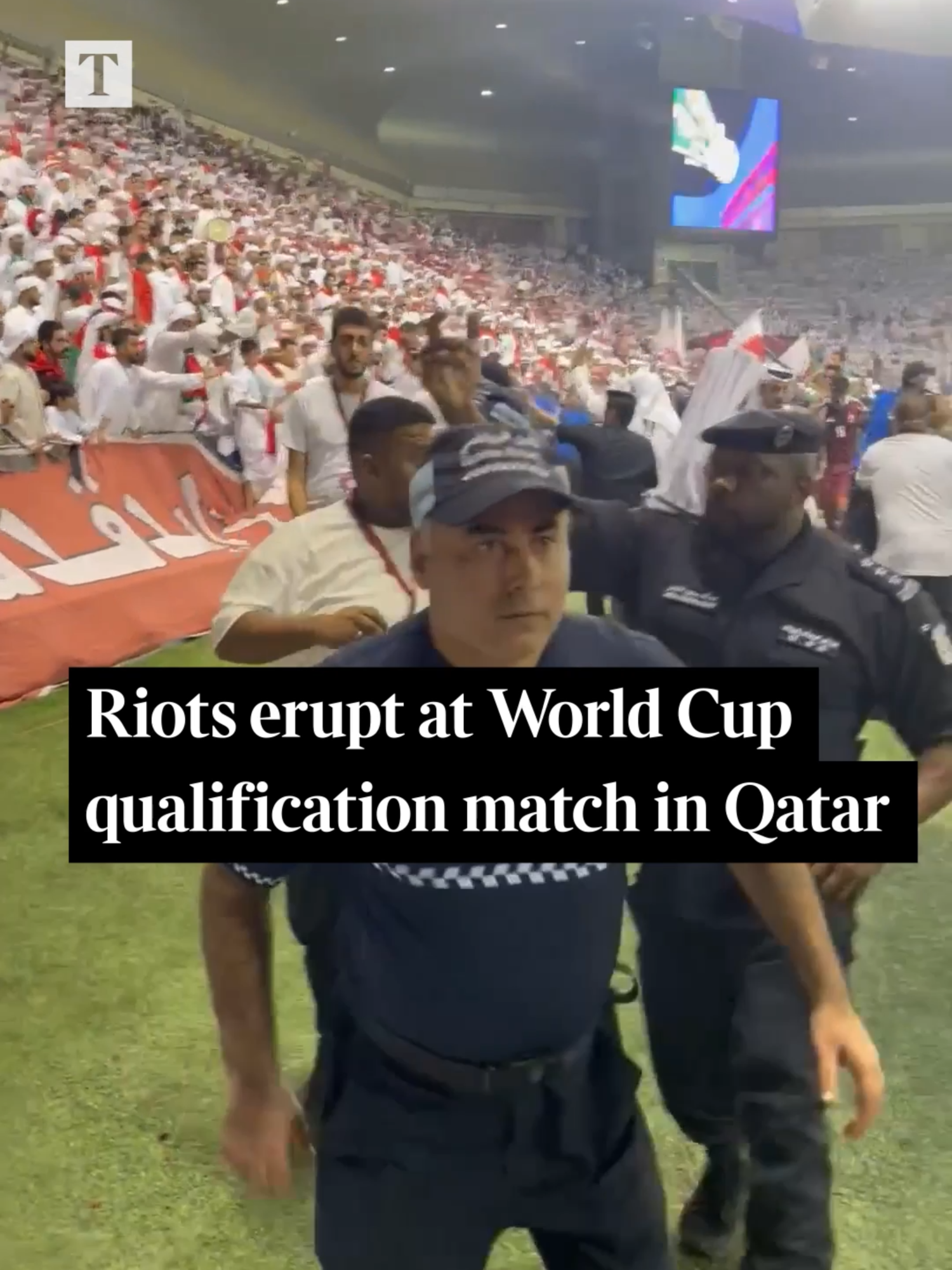 Riot police were called in after fans of the United Arab Emirates men’s football team erupted in violence as Qatar secured a 2-1 win against the UAE in a World Cup qualification match in Doha on October 14th. #worldcup #footballtiktok #Soccer #footballfans