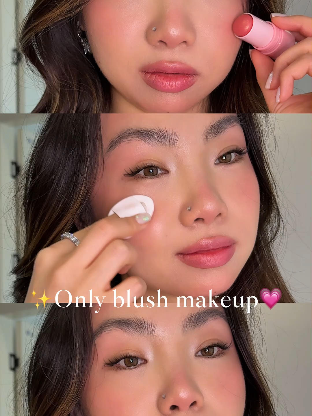 Tutorial makeup cuma pakai blush aja 🪞 #pinkflash #pinkflashbeauty #LovingHeart #blush #blushon #makeup