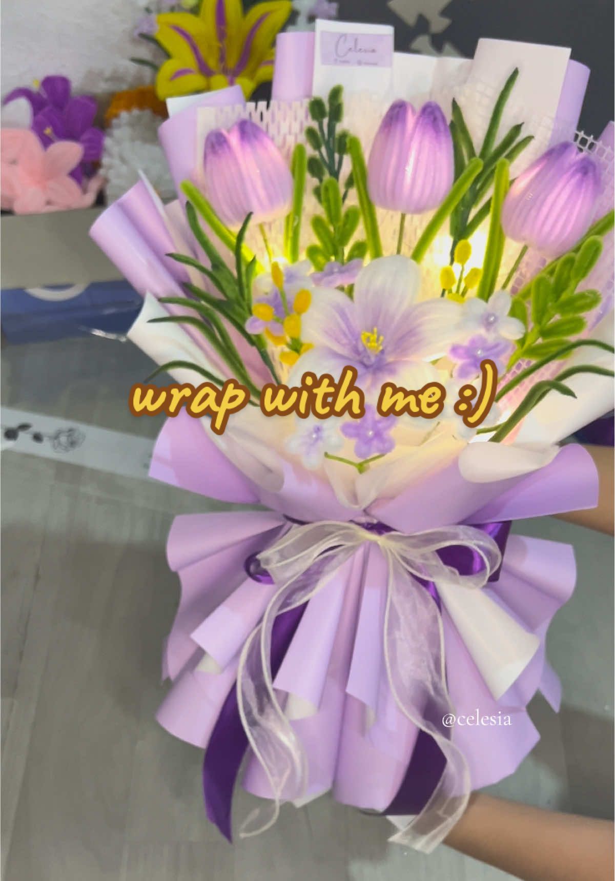 wrapping tutorial x chikahan 🌸💐#wrappingtutorial #fuzzywire #fuzzywireflowers #fyp #crafter 