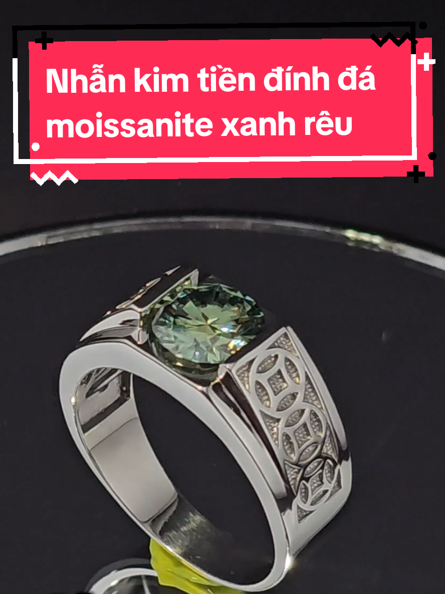 Nhẫn moissanite xanh rêu cho anh em thích khác biệt #tnj #trangsuctnj #nhanbacnam #moissanite #xikim 