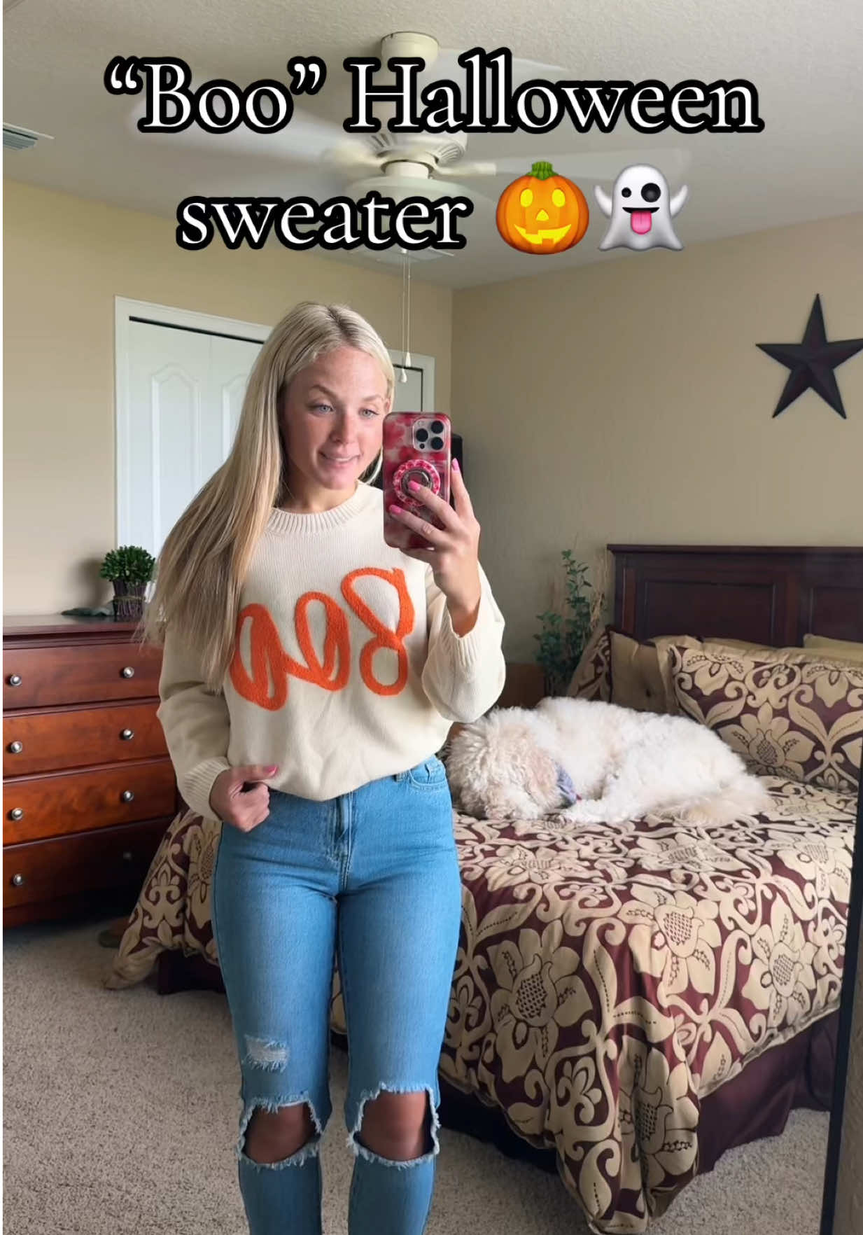 If you’re chasing kids, passing out candy, or heading to a fall party — this is your sign to grab this Halloween sweater. 🧡 It’s cozy, cute, and mom-approved for any spooky-season chaos. I love that it’s festive without looking like a costume. With how soft it is, you’ll want to wear it all year long!  #MomTok #SpookySeason #CozyOutfits #HalloweenSweater #FallFashionFinds  Adult trick or treating outfits 