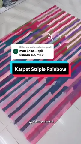 Membalas @caturiawiyanti Ini ya yang kemarin tanya Uk 120×160cm .  Sudah bisa di cekput sekarang yaaaa! 🤍✨️💰 #karpet #rainbow #hjkarpetpusat 