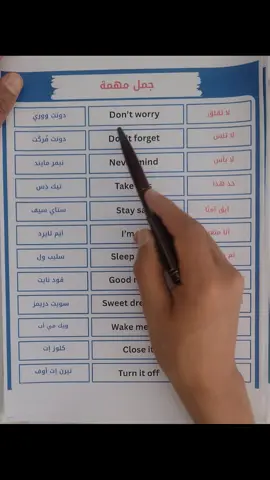 تعلم أهم الجمل بالإنجليزية بسهولة  . #انقلش #english #تعلم #تعليم #english 