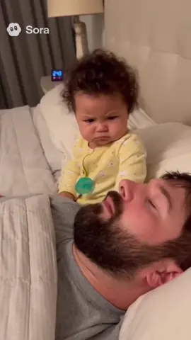 when dad's snoring bothers baby🤣#baby #newborn #cute #snoring #lol 
