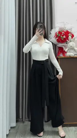 Quần ống rộng thắt eo nơ ly xếp #quanongrong #quandai #thoitrangnu #phoidoxinh #xuhuong 