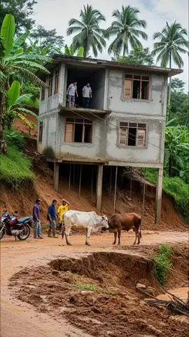 Ground Collapse Causes Building to Fall Near the River