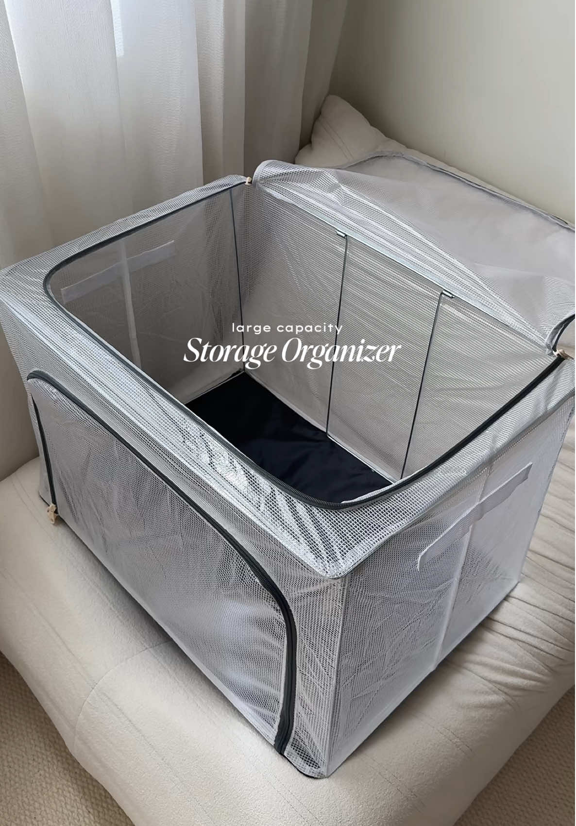 finally found a large-capacity organizer for my bags 🤍 (can also be used for other stuff !!) #organizer #storageboxorganizer #storageorganizer #bagorganizer #foldablestoragebox 
