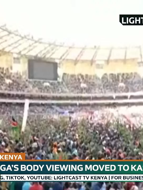 Scenes at the Kasarani Stadium as the body of the late Raila Odinga arrives for public viewing.