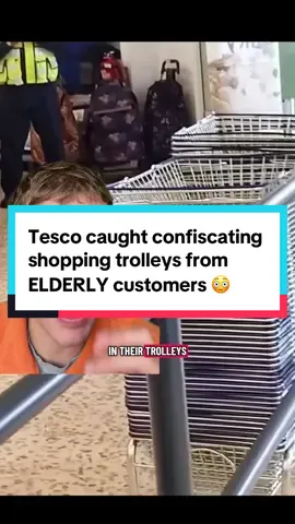 Tesco caught confiscating shopping trolleys from ELDERLY customers 😳 #tesco #shopping #supermarket 