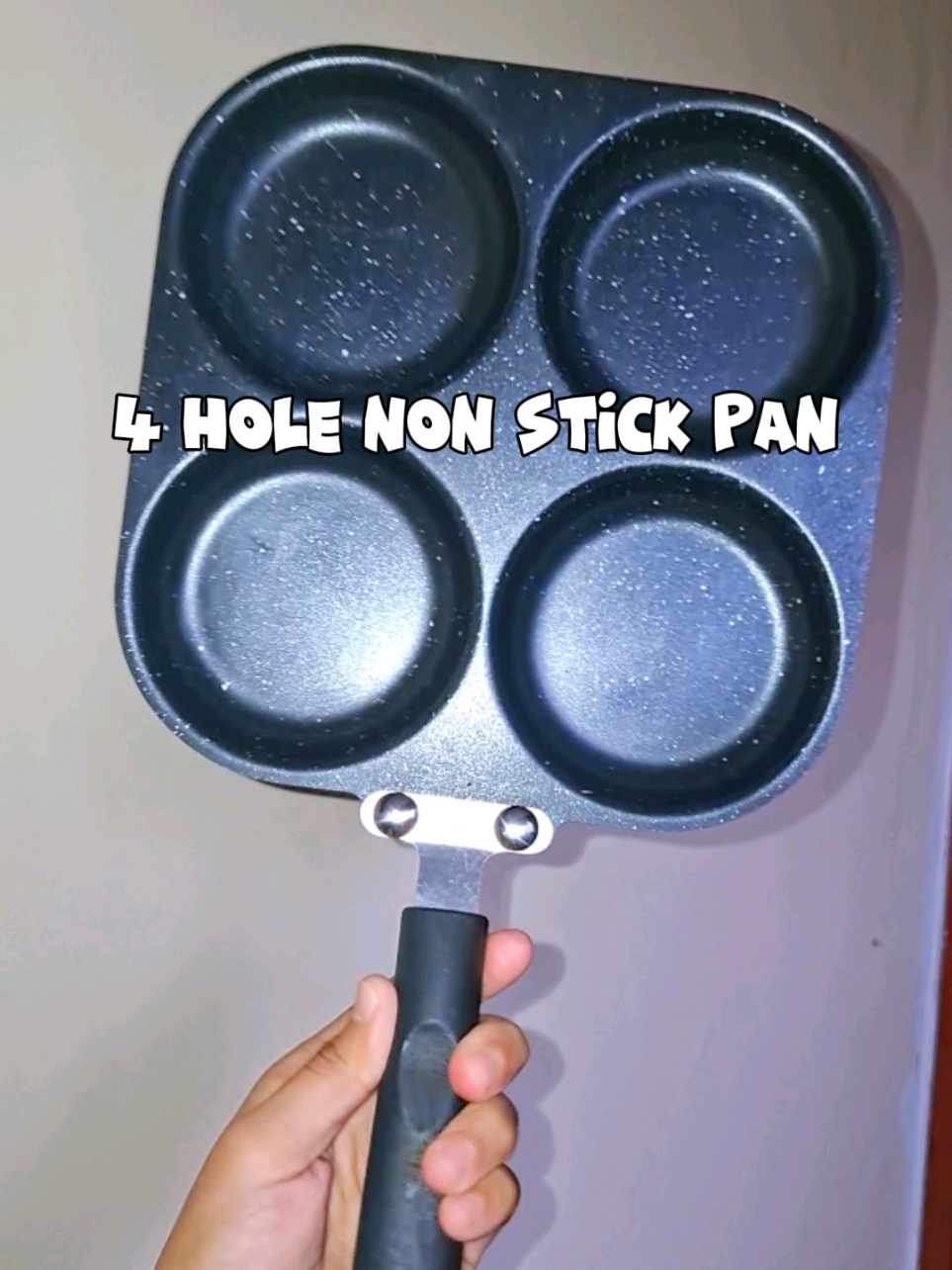 fast and easy to cook fried egg, burger patty, ham, and more — using this 4 hole frying pan #nonstickpan #4holepan #fyp #foryoupage 